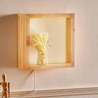 Fabas Luce Window LED wall light, 37 x 37 cm, oak wood
