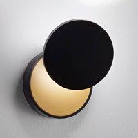 Fabas Luce Ara LED wall light with reading spot, black/gold