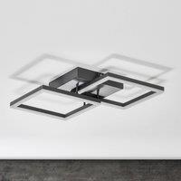 Fabas Luce Bard LED ceiling light 45x45 cm 2-bulb, anthracite