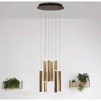 Fabas Luce LED pendant light Prado, gold, 8-bulb, 40 cm, dimmable