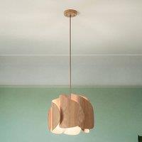 Fabas Luce Hanging light Pevero in ash wood, curved shape