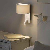 FARO BARCELONA Fold wall light with LED reading lamp, white