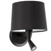 FARO BARCELONA Conga wall light with LED reading lamp, black