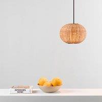 FARO BARCELONA Haka pendant light with rattan shade, 25 cm