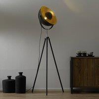 Globo Tripod floor lamp Lenn, black and gold