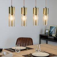 Globo Annika hanging light, 4-bulb, matt brass