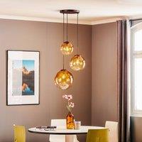 Globo Varus glass hanging light amber 3-bulb 51 cm