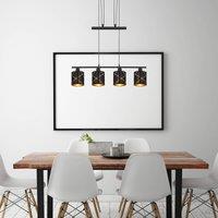 Globo Bemmo hanging light, black/gold, four-bulb