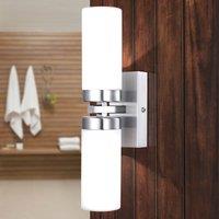 Globo Space wall light, nickel, 2-bulb, IP44