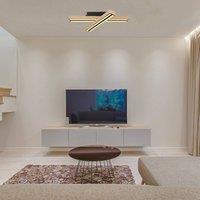 Globo LED ceiling lamp Doro, length 51.5 cm, oak, wood