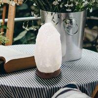 Globo Stone salt crystal table lamp, white