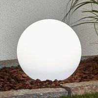 Lindby LED solar lamps Lago, set of 3, globes, ground spike, white