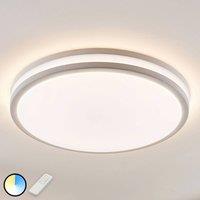 Lindby Arnim LED ceiling lamp, white, round shape, IP44