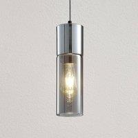 Lindby Eleen pendant light, smoked glass cylinder