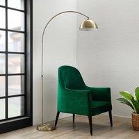 Lindby Lennar arc floor lamp, antique brass, metal, 183cm