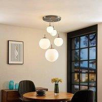 Lindby pendant light Heleska, white, glass, 5-bulb, 50 cm