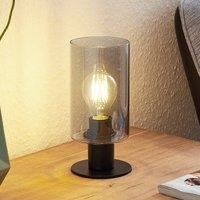 Lindby table lamp Emavi, black/smoke grey, glass, E27