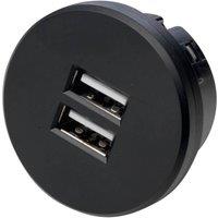 Hera USB double power point, round, black