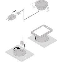 Hera Charging power point, round, black, Qi and 1x USB