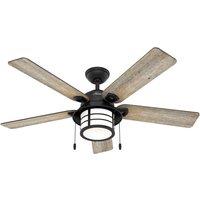 Hunter Santorini fan with light, wood/black