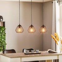 HELAM Agat pendant light black, 3-bulb long