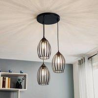 HELAM Dali pendant light in black, 3-bulb round