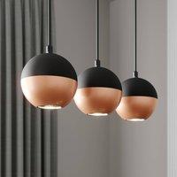 HELAM Pendant light Midnight, black/copper 3-bulb long