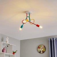 HELAM Oxford 3-bulb ceiling lamp orange/red/turquoise