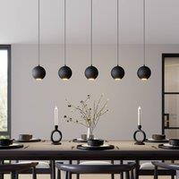HELAM Midnight pendant light in black, 5-bulb