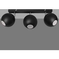 HELAM Midnight downlight in black, 3-bulb long