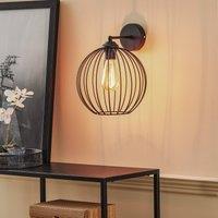 HELAM Cumera wall light in black with cage shade