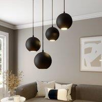 HELAM Midnight pendant light, black, 4-bulb, round