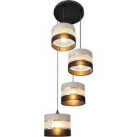 HELAM Helen pendant light, grey-black-gold, round, 4-bulb