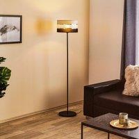 HELAM Helene floor lamp with grey-black-gold textile shade