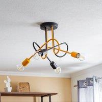 HELAM Cambridge ceiling light, 4-bulb, black and orange