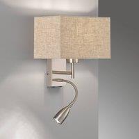 FISCHER & HONSEL Wall lamp Dream reading light, linen sand/nickel