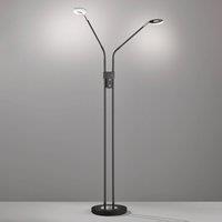 FISCHER & HONSEL Dent LED floor lamp, dimmable, CCT, 2 x 6W black