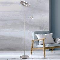 FISCHER & HONSEL LED floor lamp Dent, nickel-coloured, 180 cm, CCT, 2-bulb