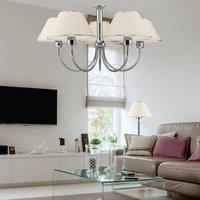 Jupiter London chandelier in chrome/cream, 5-bulb
