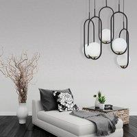 Jupiter Samba pendant light, opal glass/black, 5-bulb