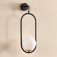 Jupiter Samba wall light, opal glass/black, 1-bulb