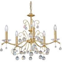 Austrolux Carmen II chandelier, glass, gold-plated, 65 cm