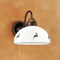 austrolux Rustic wall light Nonna, green with stags