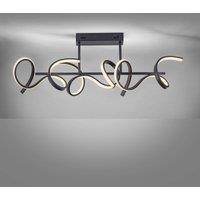 JUST LIGHT. GmbH Curls LED ceiling lamp, black, metal, 82 cm long, dimmable