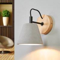Lucide Possio - Wall light with concrete shade and wood