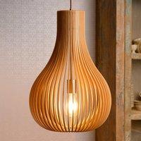 Lucide Bodo pendant light, light-coloured wood