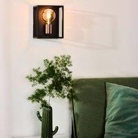 Lucide Arthur wall light with metal frame, black