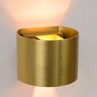 Lucide LED wall light Xio, round, matt gold