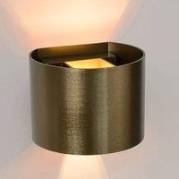 Lucide LED wall light Xio, round, antique brass