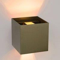 Lucide LED wall light Xio, angular, antique brass